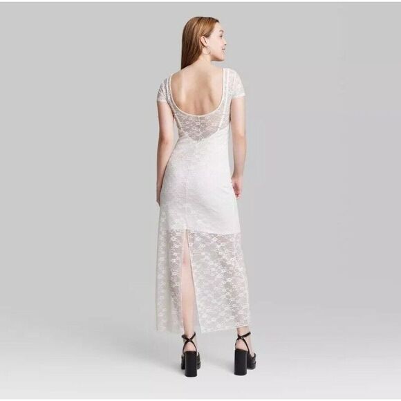 Wild fable Short Sleeve Maxi Dress White Lace Large NWT - Picture 2 of 6